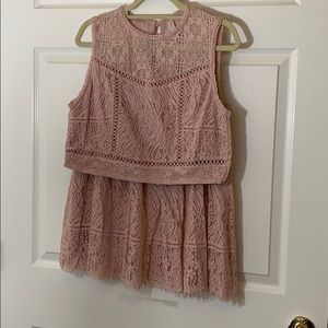 Matching Crop Top and Skirt set in Dusty Rose